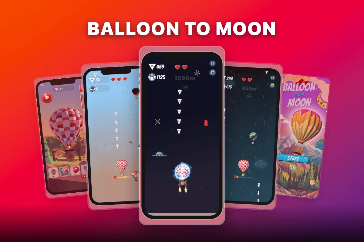 Balloon To Moon - space adventure mobile game traveling from Earth to Moon Mars and beyond