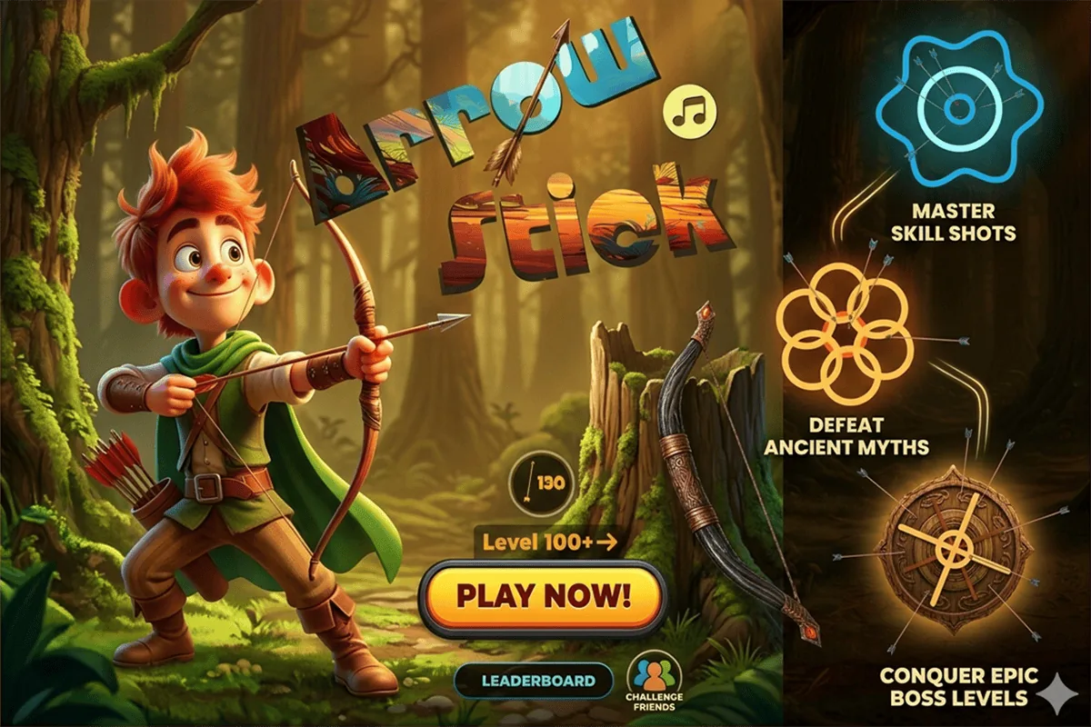 Arrow Stick - tap and shoot arcade mobile game with 120+ levels for iOS